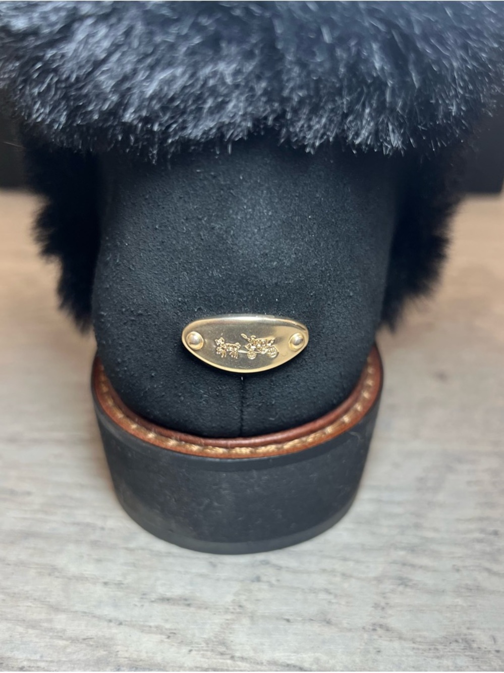 COACH IZZIE Boots Size 11 Black Signature Midcalf Suede Faux Fur FG4597 - Picture 5 of 16